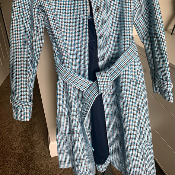 Blue Houndstooth Coat with Belt and Tag; NEW - Picture 4 of 5